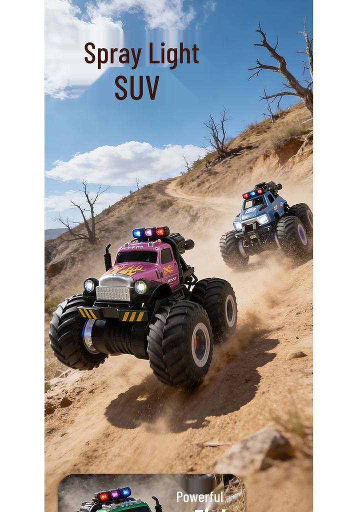 Внедорожный радиоуправляемый трюковой автомобиль Cross-Country Big Foot со световыми эффектами и переключением передач - Ударопрочная детская игрушка