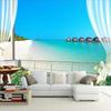 Blue Sky Ocean Wallpaper Mural Plant Beach Bedroom Large Wallpapers Living Room Home Decor Ocean Wallpaper For Bedroom