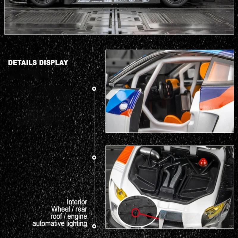 1:24 BMW M4 GT3 литой спортивный автомобиль модель игрушечная машинка литой металл модель транспортного средства имитация звука и света инерционный механизм коллекция детский подарок
