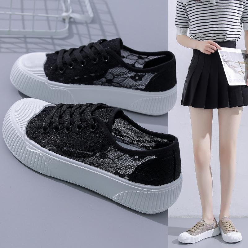 Мода 2024 года, новые летние женские кружевные полые удобные толстые подошвы для спорта на открытом воздухе и повседневной обуви