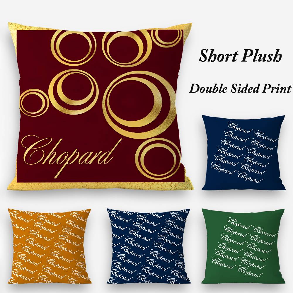 Brand C-Chopard Jewelry Pillow Case Plush Fabric Soft Double Sided Print Home Sofa High Quality Cushion Cover Throw