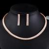 CMM Sparkling Baguette Cubic Zirconia White Gold Color Choker Necklace Earrings Set