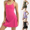 Женское теннисное платье без рукавов с шортами и карманами, на тонких бретельках, с вырезом-борцовкой, мини-платье, спортивные платья для гольфа, бега