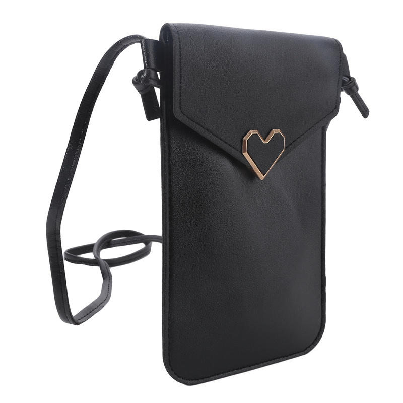 Женская мода Декор в виде сердца Сумка-кроссбоди для мобильного телефона Простой держатель для карт Touchsren Кошельки