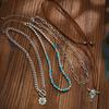 1 SET Ethnic Style Multilayer Turquoise Necklace Stacked Bohemian Style Clavicle Chain  Girls