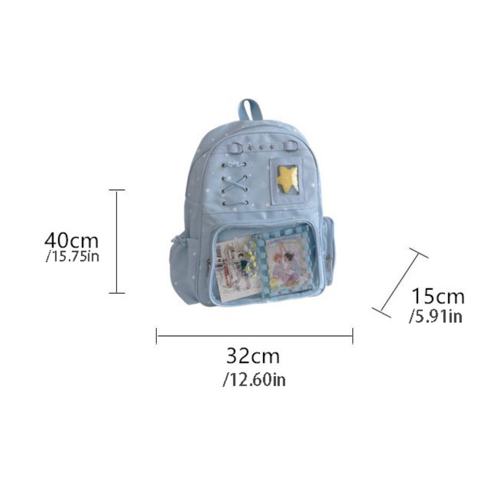 Transparent Star Print Backpack Lolita Student School Bag Fashion Transparent Ita Bag Girl