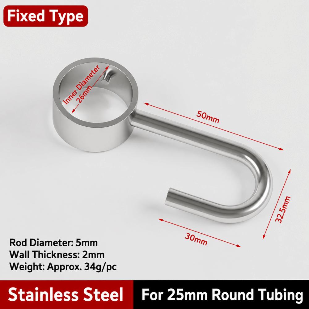 4pcs Rod Mount Pipe Hook Hanger Stainless Steel Hanging Pipe Hook Durable Tube Rod Hook Home