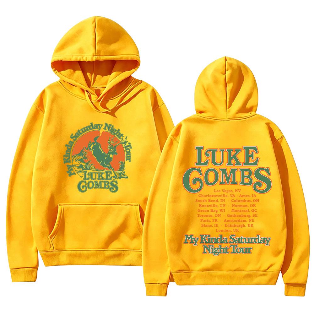 Толстовка Luke Combs Тур Олень Тур 2026 Уличная одежда Двусторонняя Ретро Графический Принт Свитшот Унисекс Подарок для Музыкального Фаната High Street Худи