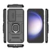 Чехол для Samsung Galaxy S24 FE с кольцом-подставкой, PC+TPU, защита камеры со сдвижной шторкой