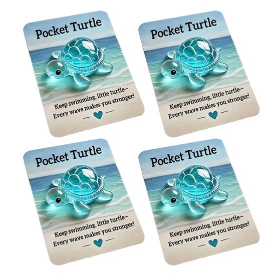 4/5Pcs Pocket Hug Animal with Positive Card Emotional Support Resin Animal Token Mini Turtle Penguin Frog Bear Elephant Statue Figurine Inspirational