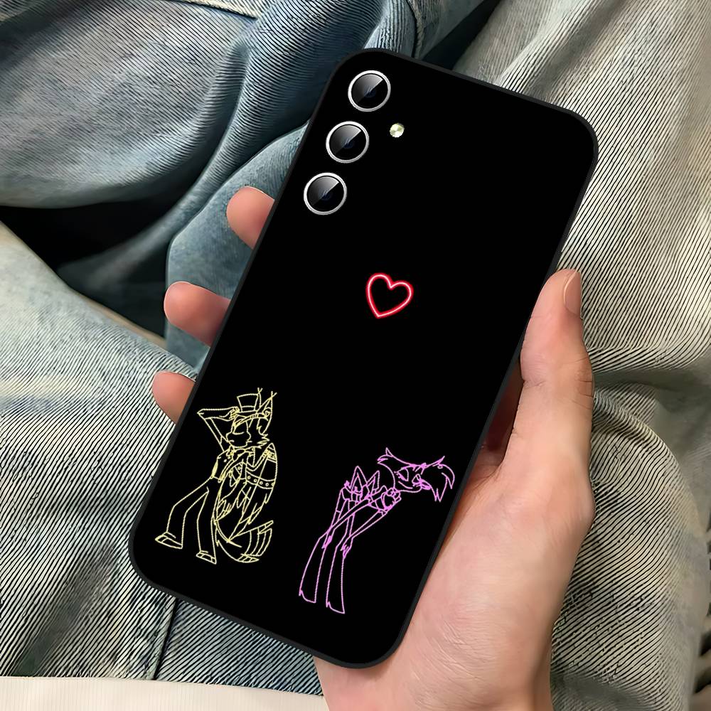 Anime H-hazbin Hotel Phone Case For Samsung S24/S25/S22 S30/A51 52/Lite/Ultra/5G/Plus/FE - Slim Shockproof Black Protection