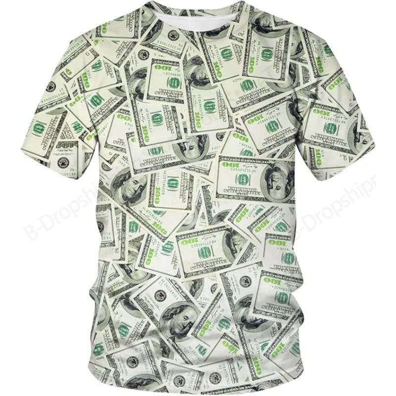 Футболки с 3D-принтом доллара, модные, повседневные, оверсайз, с круглым вырезом, с коротким рукавом, мужские и женские, унисекс