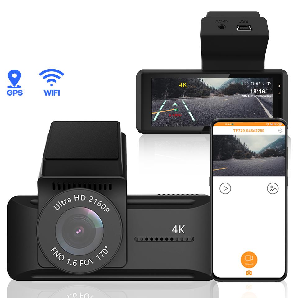 Автомобильный видеорегистратор 4K GPS Wi-Fi Connect Phone 3,16-дюймовый видеорегистратор с камерой заднего вида 1080P ночного видения Автомобильный видеорегистратор Камера заднего вида