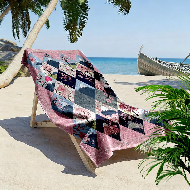 Cultural Puzzle Print Beach Towel, Large Soft Quick Dry Towel for Beach Camping Swimming