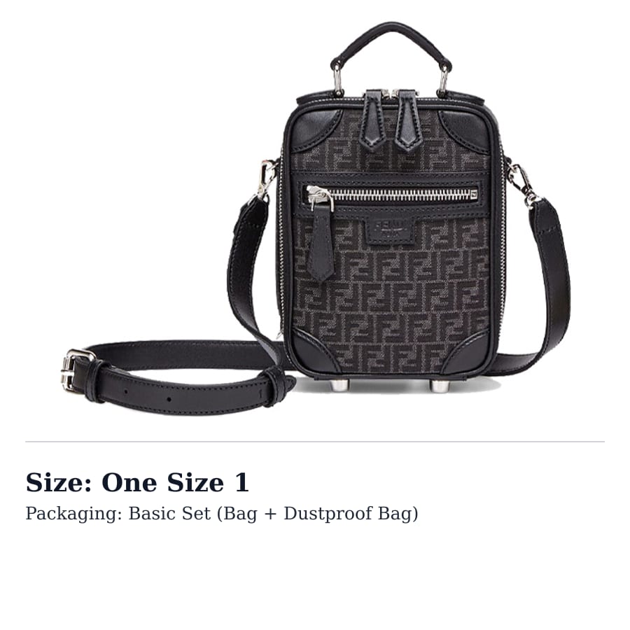 FENDI Polyester Handbag, Shoulder Bag, Crossbody Bag Mini Men's Black Gray 7VA542-AG0N-F0NPN