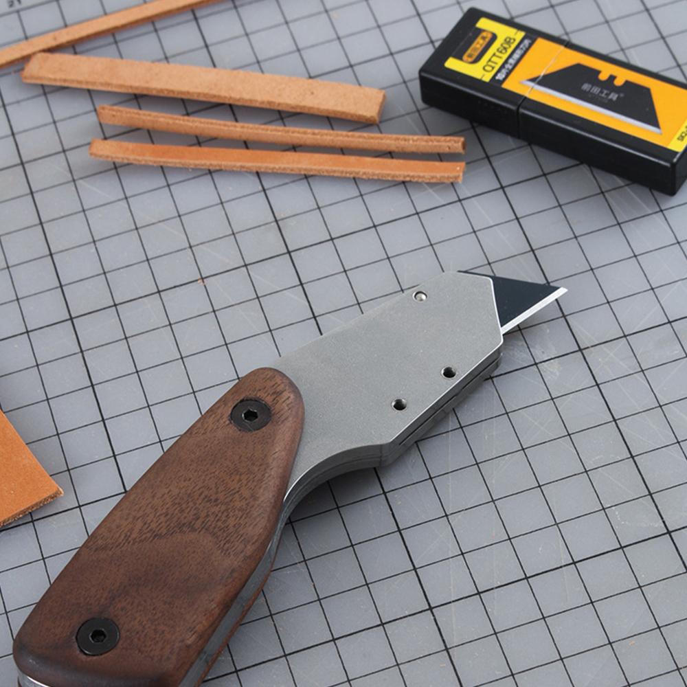 1 шт. Натуральный Ручной Нож для Резки DIY Острое Лезвие Нержавеющая Сталь Инструменты для Резки Кожи Рукоятка из Ореха Продвинутый Инструмент для Изготовления Кожи