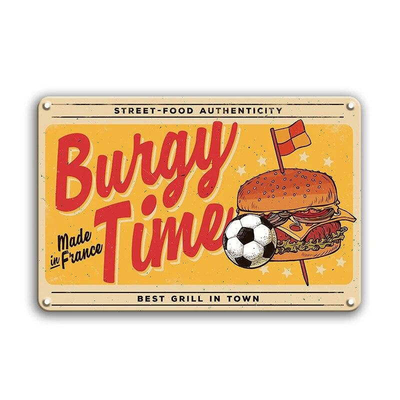 Hot Dogs Burgers Pizza Metal Signs Vintage Posters Kitchen Wall Decoration Tin Sign Bar Home Decor Metal Plaques Art Painting