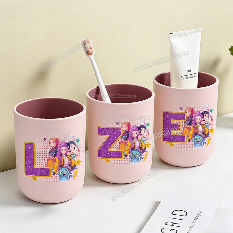 KPop Demon Hunters Letter A-Z Kids Toothbrush Cup Rumi Mira Zoey Girl Washing Mouth Mugs Water Cup Bathroom Toothbrush Holder