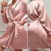 Pink Bride Bridesmaid Wedding Robe Spring Summer Female Sleepwear Kimono Bathrobe Gown Loose Casual Satin Home Dress Loungewear