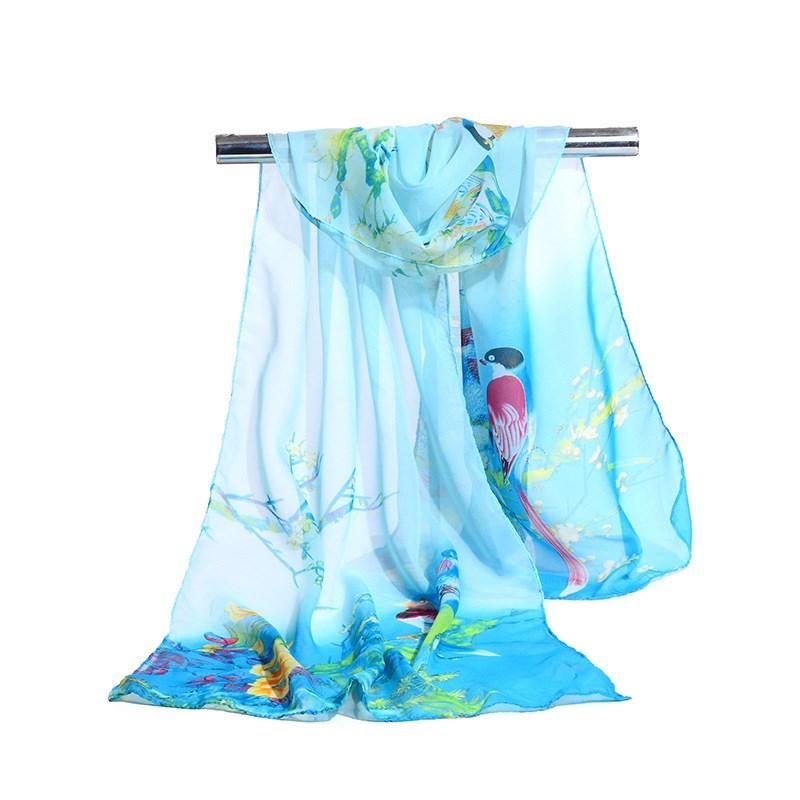 160*50cm Chiffon Fashion Scarf - Striped Floral Print Shawl For Sun Protection And Holiday Gifts
