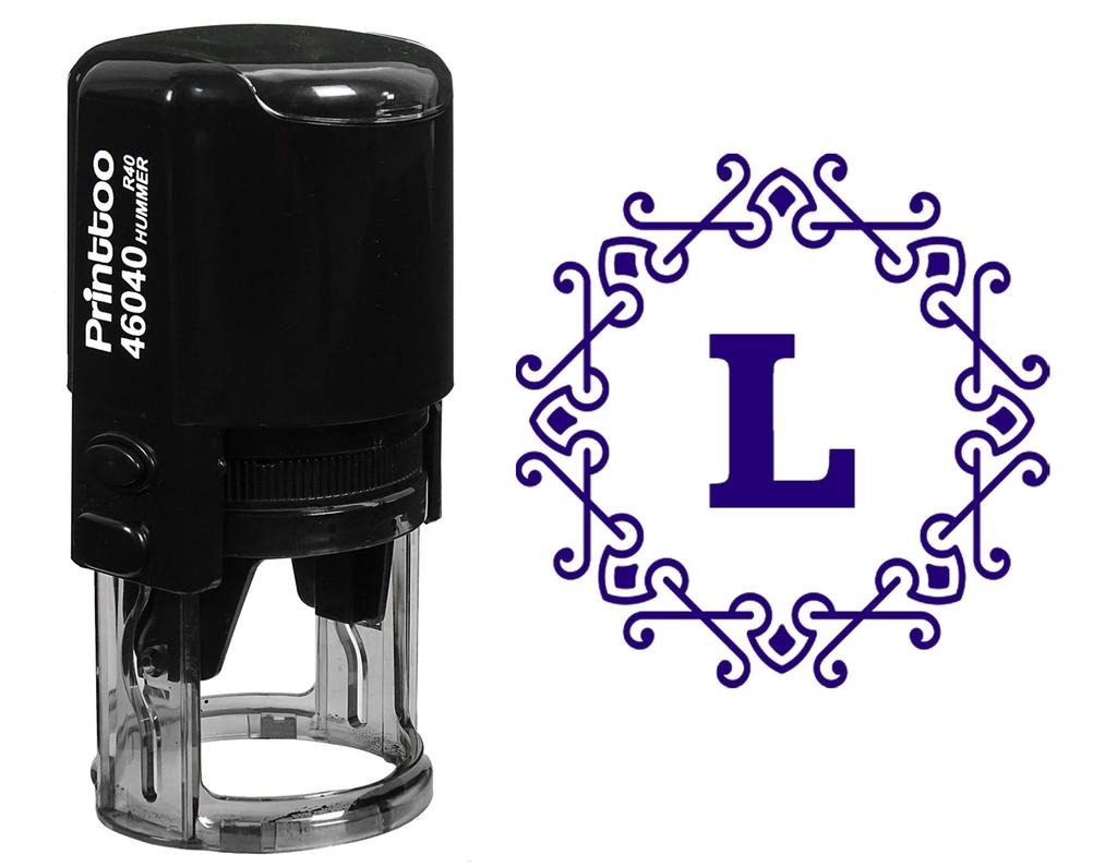 Printtoo Octagon Celtic Swirl Frame L Alphabet Monogram Initial Self Inking Rubber Stamp R-40 Office