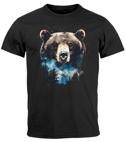 Men's Front Print T-Shirt Bear Stars Wilderness Motif Outdoor Print Fashion-