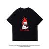 ZAZOMDE Edgy Street Fashion Tshirt Angry Screaming Cat Flame Cartoon Front Print O Neck Loose Oversized Casual Shirts Unisex Unisex