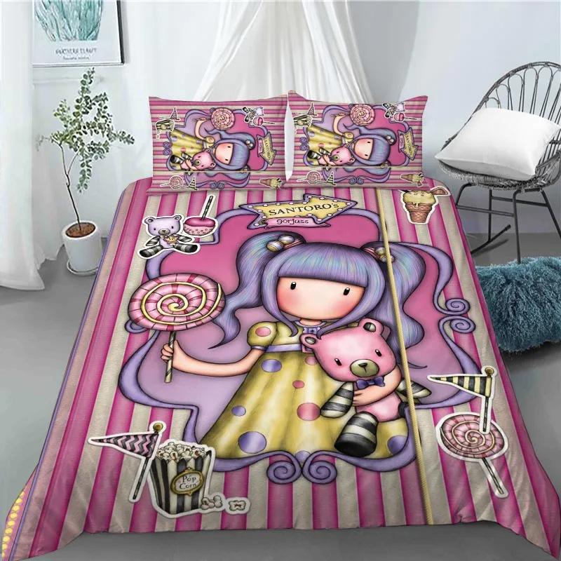 Anime Girl Down Quilt Cover Set King Bedding Set With Pillowcase Quilt Cover Three-Piece Set
