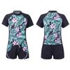 Kids Girls Rash Guard Flower Printed Tankini Set T-Shirt with Swim Short Pants Swimsuit Bathing Suit