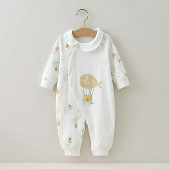 Детский трехслойный теплый комбинезон из чистого хлопка: Весенний стеганый комбинезон для новорожденных, подходящий для ползания и ношения на открытом воздухе.