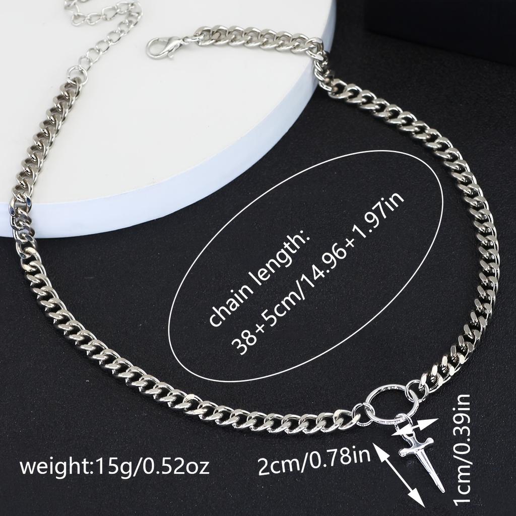 Ожерелье с подвеской в ​​виде меча в готическом стиле, уплотнительное кольцо, альтернативное готическое ожерелье с крестообразной цепочкой, подходящие украшения для повседневного повседневного декора
