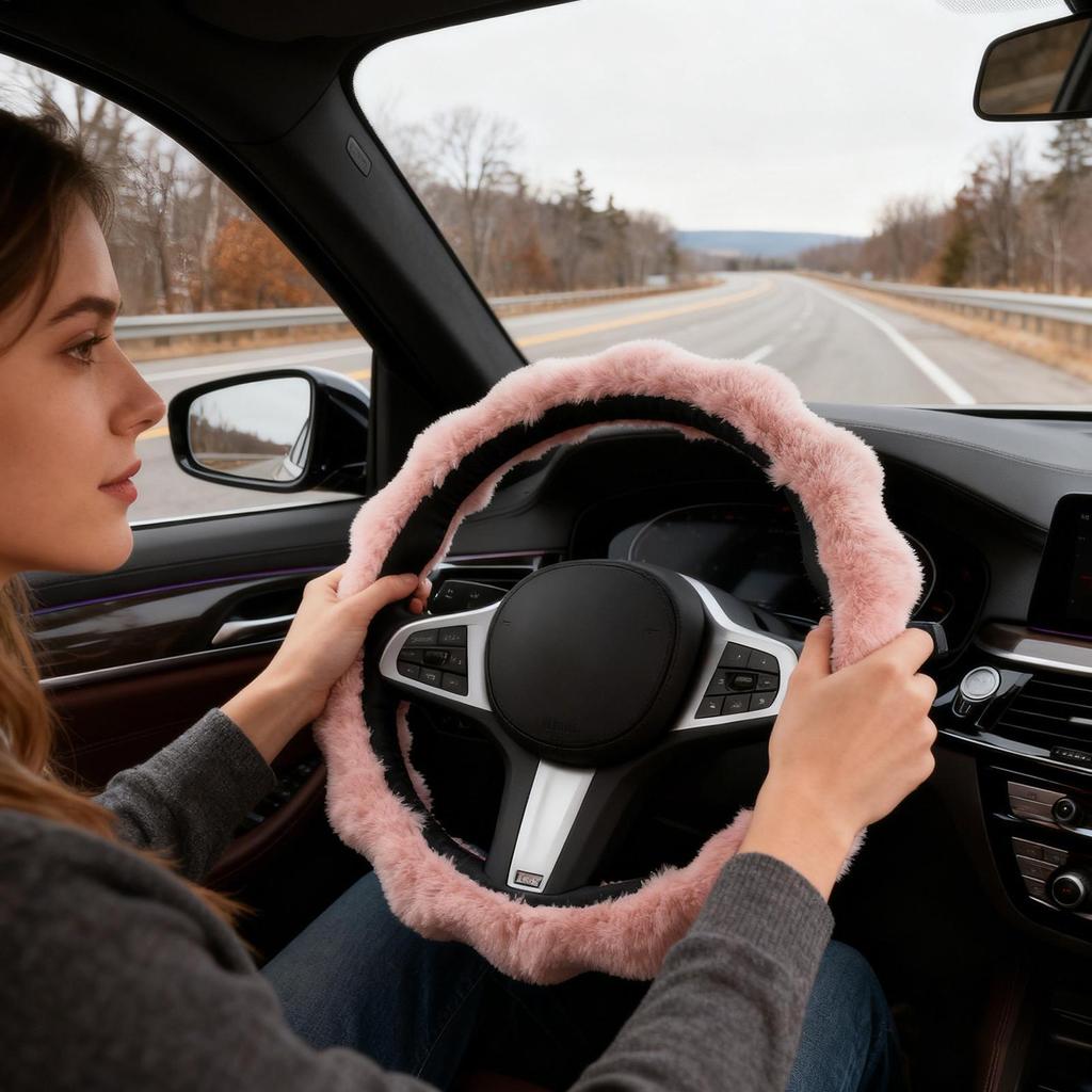 Plush Steering Wheel Cover Auto Interior Accessories Stuffed Steering Wheel Wrap For Drivers Men Women Sedans Trucks SUVs RVs