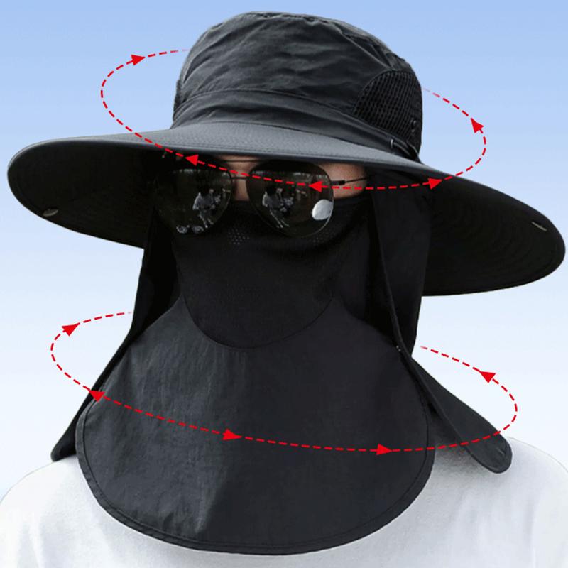 Summer Sun Hats Uv Protection Outdoor Hunting Fishing Sun Cap Wide Brim Breathable Removable Fisherman Hat