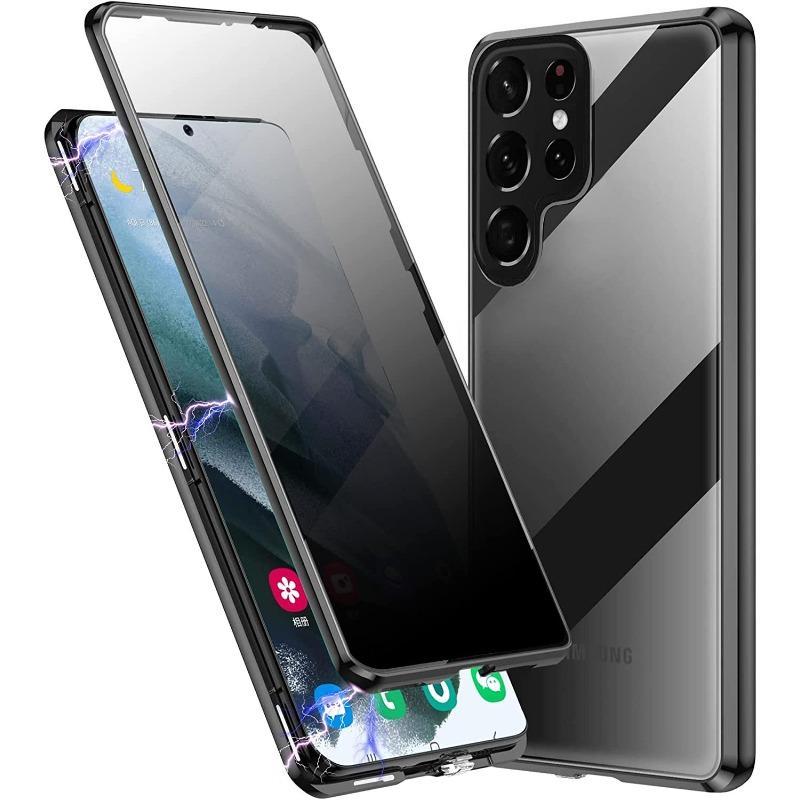 Подходит для Samsung S25ultra Чехол для мобильного телефона с защитой от подглядывания Magneto 24 23 22 Двустороннее стекло Металлический магнитный чехол
