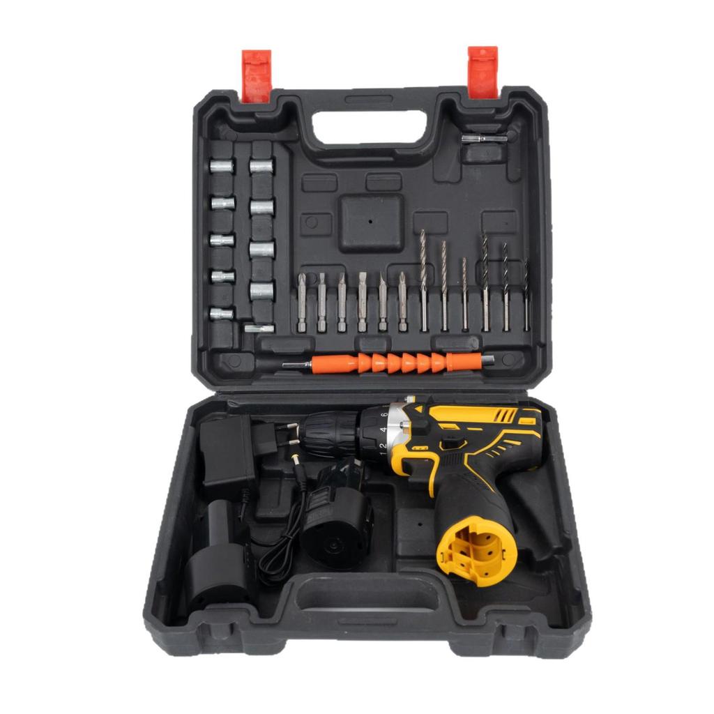 Беспроводная дрель-шуруповерт 12В на литий-ионном аккумуляторе и набор бит - Мультитул для DIY проектов