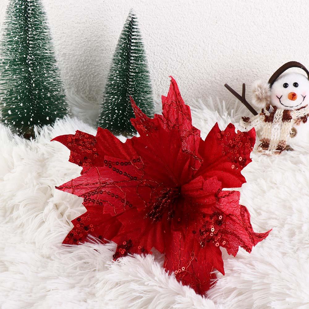 20cm Christmas Flowers Colorful Christmas Tree Pendant Glitter Christmas Hanging Ornament Navidad
