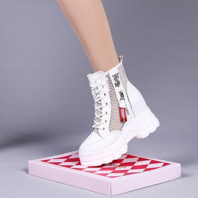 Мартинсы на внутренней платформе, женские сетчатые ботинки с перфорацией, летние новые дышащие сетчатые крутые ботинки на толстой подошве