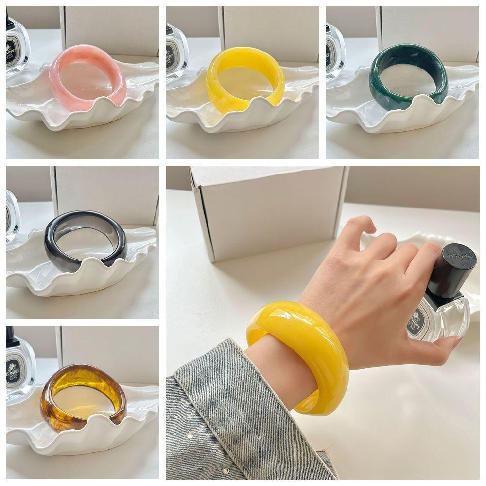 Bohemian Acrylic Bangle Shiny Transparent  Hand Ring Simple Irregular Wide Bracelet  Girls