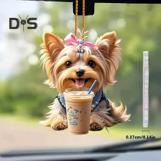 Подвеска в виде щенка на зеркало заднего вида, подвесное украшение для автомобиля, акриловая рождественская елка, дверь, окно, забор, ветка, подарок для женщин и мужчин