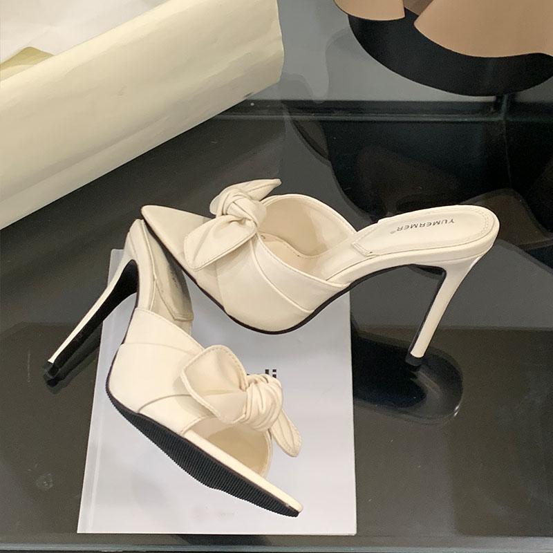 Мода Мода Сандалии на супервысоком каблуке с бантом-бабочкой для женщин Женская обувь с острым носком Женская обувь Сандалии на каблуке Шлепанцы Туфли-лодочки