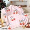 Patriotic Cherry Bow Winter Summer Flannel Blanket Throw Fleece Soft Fuzzy Plush Cozy Fleece Blankets for Sofa Ideal Gifts
