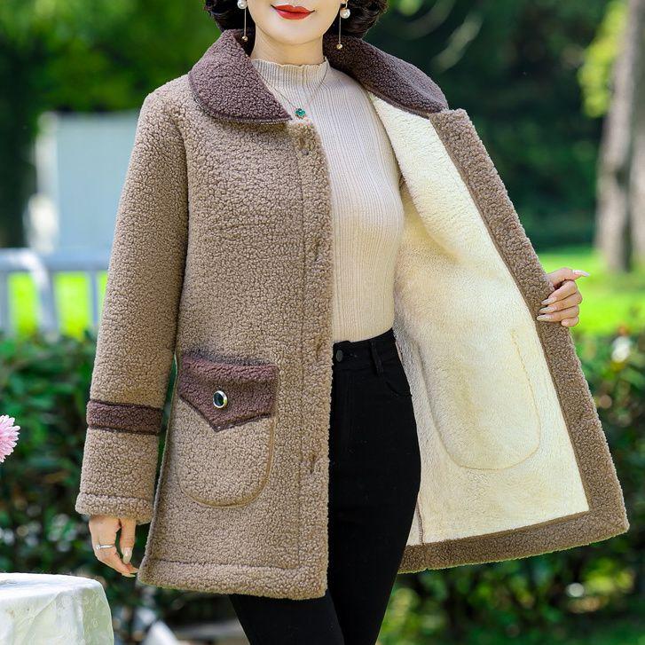 Women's Winter Plus Size Warm Jacket Solid Color Warm Jacket Lined Fleece Standing Collar Coat