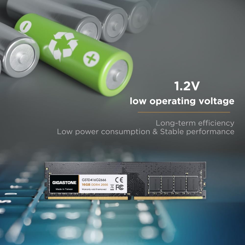 Gigastone 16GBx4 DDR4 2666MHz or CL19 UDIMM 288 Pin Unbuffered PC Desktop Only Memory Module Upgrade [Memory DDR4] (64GB Kit) (2400MHz 2133MHz)