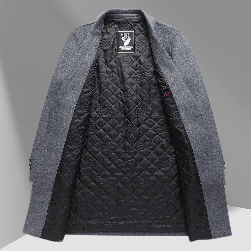 Осень и зима Новое мужское шерстяное пальто Пальто средней и длинной длины Деловое хлопковое утолщенное шерстяное пальто Мужской тренч