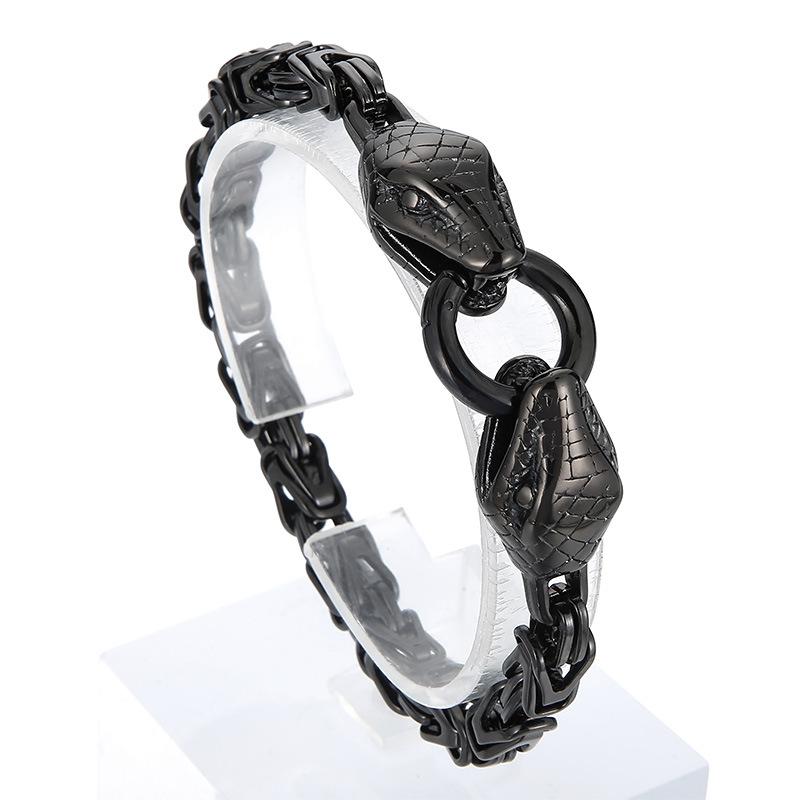 Японский и корейский минималистичный ретро-мужской браслет из титановой стали с круглой пряжкой в ​​виде змеиной головы в виде животного