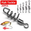 10Pcs Fishing Hooks Snap Swirl Connectors Rolling Rings Wire Leader Swivels