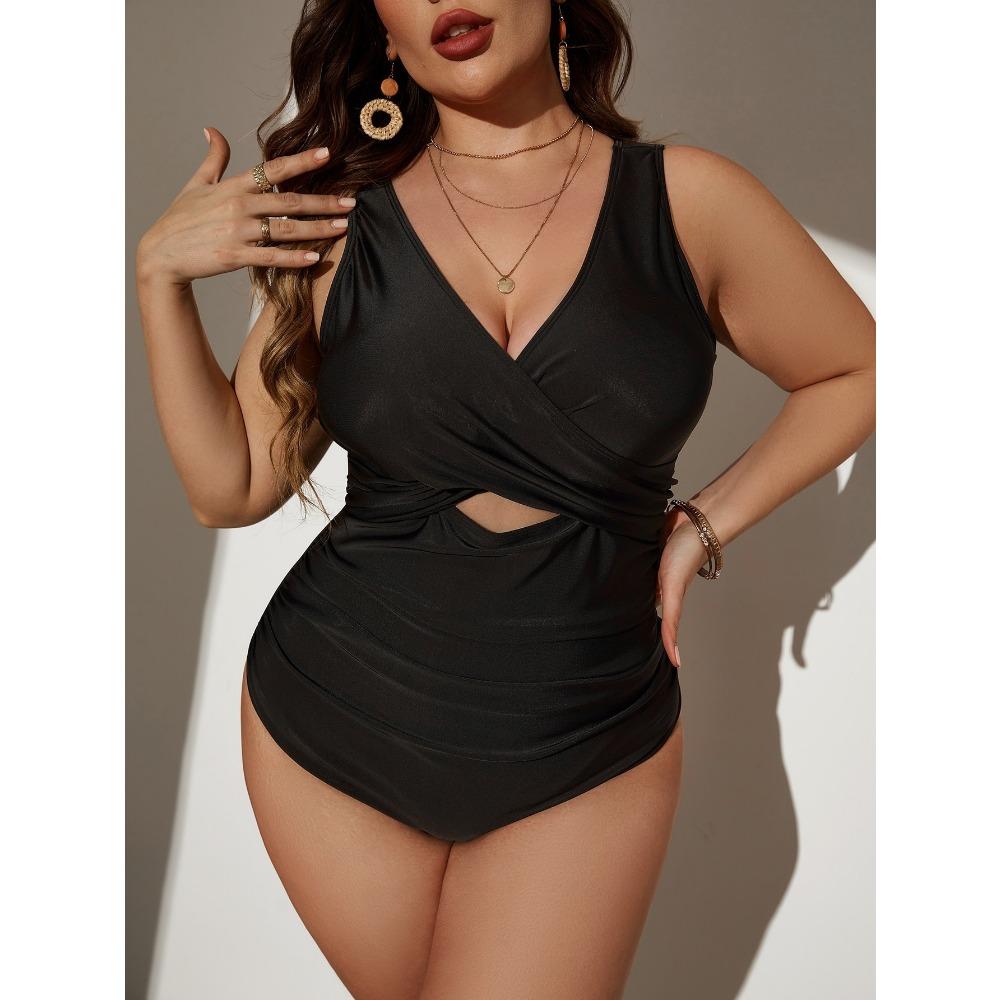 New New Sexy Suit One-piece Swimsuit Solid Color Plus Size Swimsuit