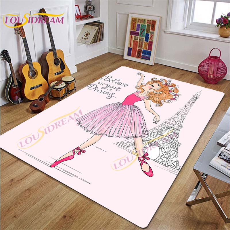 Ковер для балерины, ковер с рисунком балерины для девочек, розовые коврики для гостиной, спальни, декор для детской комнаты, декор для детской, подарок