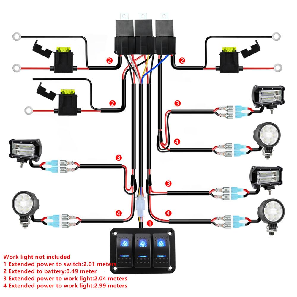 Комплект проводки 12 В 16 AWG для светодиодной световой панели для автомобилей, лодок, квадроциклов, грузовиков
