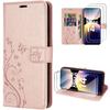 Case and Tempered Glasses - E.F.CONNECTION - For Xiaomi Redmi Note 14 Pro 5G - Pink Faux Leather - 360 Floral Pattern